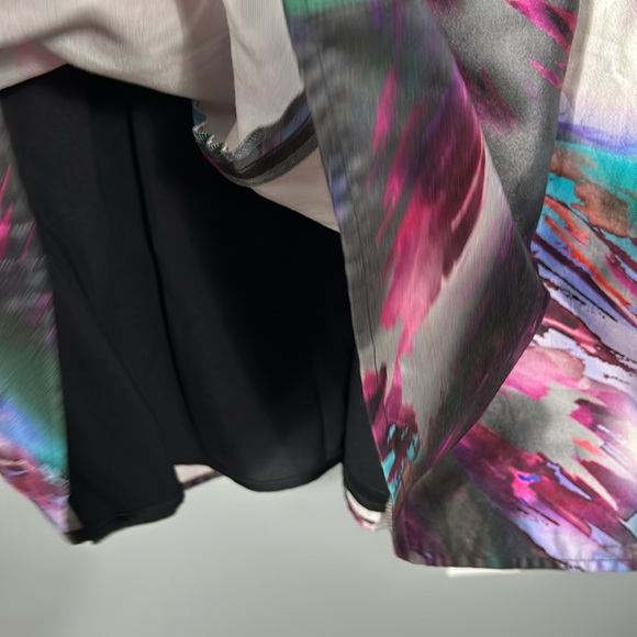 St. John Silk Cotton Printed Midi Length Colorful Fit and Flare Dress size 2 - Picture 12 of 15